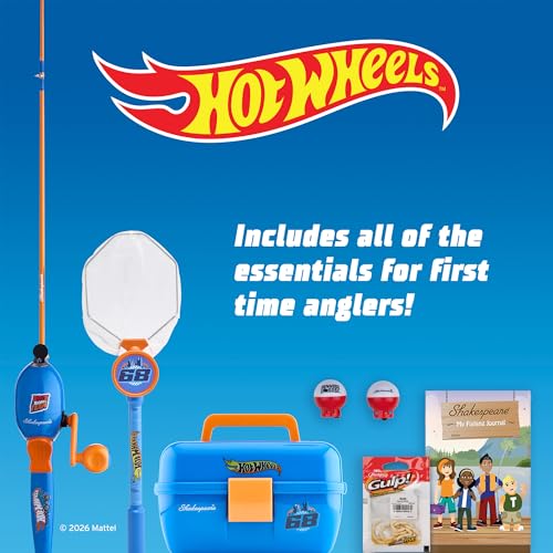 Shakespeare Youth Fishing Reel and Rod Combo - color: Mattel Hot Wheels 7 pc Kit