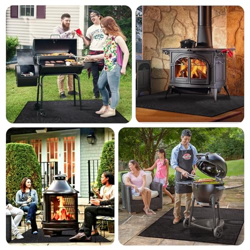 Large 76x52 inches Under Grill Mat for Outdoor Grill,Double-Sided Fireproof Grill Pad for Fire Pit,Indoor Fireplace Mat Fire Pit Mat,Oil-Proof Waterproof BBQ Protector for Deck and Patio - size: 76x52in(0.6mm)