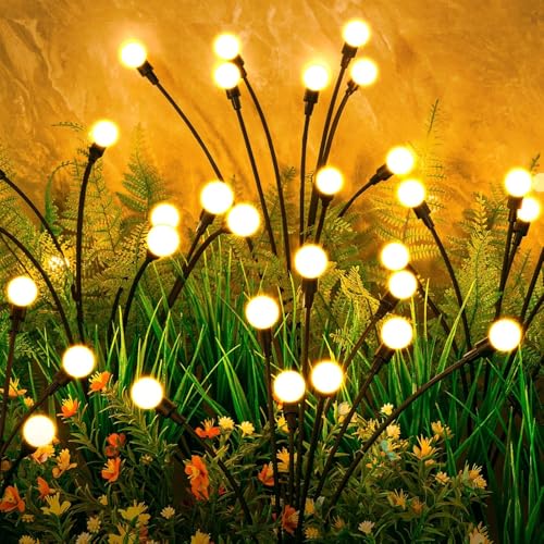 ASMAD Solar Lights Outdoor(4 Pack,32 LEDs), Solar Garden Lights, Outdoor Decorations, Firefly Light for Patio Decor, Big Bulb, Unique Gifts for Women, Gifts for Grandma - color: 4 Pack-32 LEDs