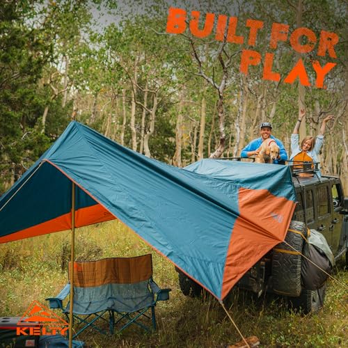 Kelty Waypoint Tarp, Reflecting Pond/Gingerbread, Semi-Universal Vehicle Mounting System, Enhanced Protection from The Elements, Single-Pole Design, Shark-Mouth Carry Bag for Easy Transport, & More - color: Pond/Gingerbread