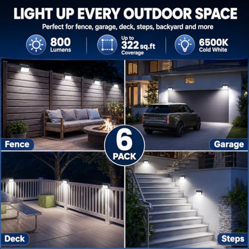 [6 Packs] Solar Motion Sensor Outdoor Lights, Super Bright Solar Lights Outdoor Waterproof, 3 Lighting Modes Security Wall Light for Outside Walking Dog Fence Backyard Deck Garden Door Step Garage - color: Cool White, size: 6 Pack