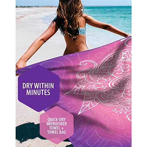 VENTURE 4TH Microfiber Beach Towel: Quick-Dry, Compact, Sand-Free, Absorbent, Sandproof and Lightweight - Perfect for Camping, Beach, and Roadtrips (Purple Mandala Design | 35x78 inches) - color: Purple Mandala, size: Extra Large (78" x 35")