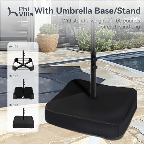 PHI VILLA 15ft Large Patio Umbrellas with Base, Outdoor Double-Sided Rectangle Market Umbrella for Pool Lawn Garden, Light Gray - color: Light Gray