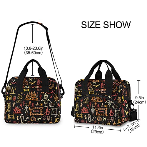 Halloween Insulated Lunch Bag Reusable Lunch Tote Bag Cooler Bag for Women Men Adult Lunch Box with Adjustable Shoulder Strap Leakproof Lunch Bag for Work School Picnic Camping - color: Halloween