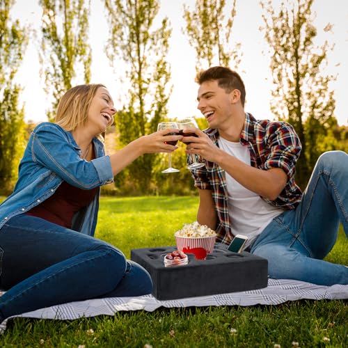Couch Cup Holder-Sofa Cup Holder Pillow Tray Caddy Cupholder Hearted for Bed, Rv, Tv, Car, Man Cave, Backseat for Remote, Drinks, Snacks (Square-Grey) - color: Dark Grey
