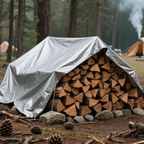 10x16 FT Sliver Tarps Heavy Duty Waterproof, 12 Mil Large Tarps with Grommets and Reinforced Edges, UV Resistant, Tear&Fade Resistant, Big Waterproof Covers for Outdoors Rain Roof - color: Silver-12 Mil, size: 10*16FT