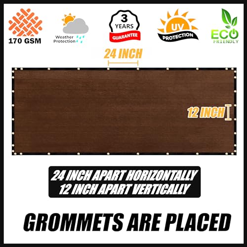 Royal Shade 6' x 25' Brown Fence Privacy Screen Windscreen Cover Netting Mesh Fabric Cloth - Cable Zip Ties Included (We Make Custom Size) - color: Brown, size: 0 6' x 2 5'