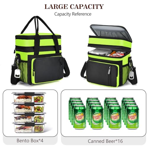 Lunch Box & Lunch Bag for Men Women, Large Insulated Adult Lunch Box, Leakproof Cooler Lunchbox with Bottle Opener for Work Picnic Beach, 16L, Neon Green - color: Lime Green