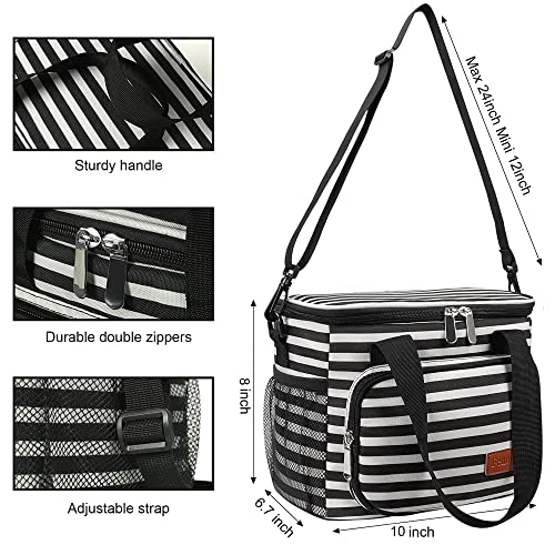 Femuar Lunch Bags for Women/Men, Insulated Lunch Bag for Work Office Picnic - Lunch Cooler Bag Leakproof Lunch Box with Adjustable Shoulder Strap - Stripe - color: 8-Stripe, size: Medium Size