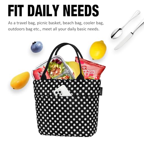 Aosbos Lunch Tote Bag, Insulated Lunch Box for Women, Leakproof Lunch Cooler Purse for Work, Polka Dot - color: C. Polka Dot