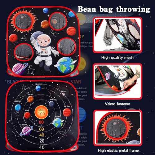 Bean Bag Toss Game Sets for Kids-3-in-1 Corn Hole Games for Kids,Kid Cornhole Game Set,Outside Backyard Outdoor Indoor Party Family Bean Bags Kid Tossing - color: Space