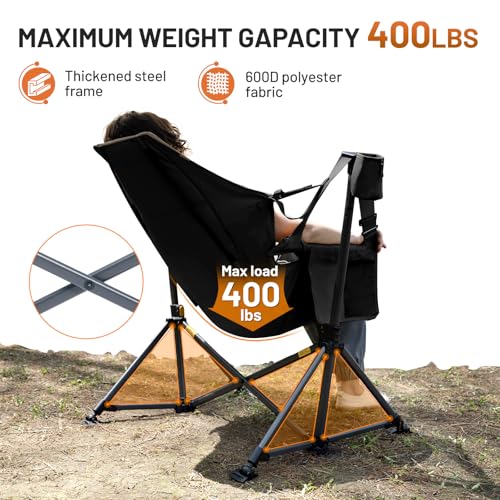 TIMBER RIDGE Hammock Camping Chair, Oversized Swinging Hammock Chair with Adjustable Back and Seat for Outdoor Lawn, Sports, Supports 400lbs, Black - color: Black