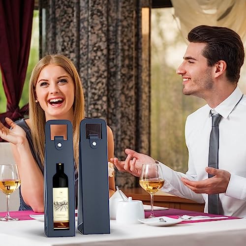 RYDDOY Wine Gift Bag, Reusable Leather Wine Tote Carrier, Single Bottle Champagne Beer Gift Bags Carrier for Birthday, Wedding, Picnic Party, Christmas festival Gifts (Blue) - color: B-Blue-16.1×3.5×3.5
