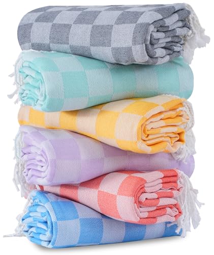 Antfuny 6 Packs Turkish Beach Towel Blanket Bath Pool Towels Bulk Travel Sand Free Quick Dry Extra Large Oversized Cute Big Cotton Soft Lightweight Compact Proof Men Women Adult Long Aesthetic Cloud - color: Gz Multicolors Purple, size: 72 X 36 Inch
