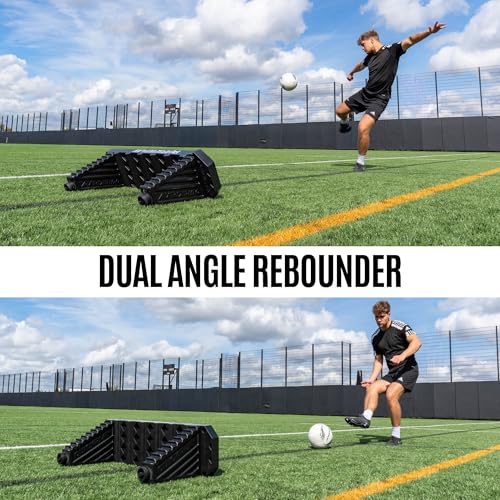 QuickPlay Replay Station 4-in-1 Soccer Rebounder Board - Portable Rebound Board for Backyard - Dual Surface, Dual Angle Soccer Passing Board for Passing & Reaction Skills - Soccer Training Equipment - style: Replay Station PLUS