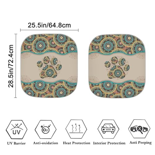 Mandala Dog Paw Windshield Sun Shade Automotive Interior Sun Protection Blocks 99% UV Rays and Keeps Your Vehicle Cool Make Your Trip More Comfortable - color: Mandala Dog Paw