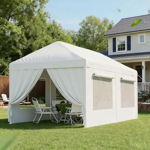 Quictent 10x20 Party Tent Gazebo Wedding Canopy Tent for Parties BBQ Shelter Pavilion with Removable Mesh Sidewalls & Elegant Church - size: 10' x 20' w/ 4 Mesh Sides