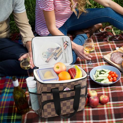 Cooler Bag Insulated Picnic Bag Large Lunch Box Reusable Tote Bag Soft Sided Portable Beach Cooler Grocery Camping - color: Multi11