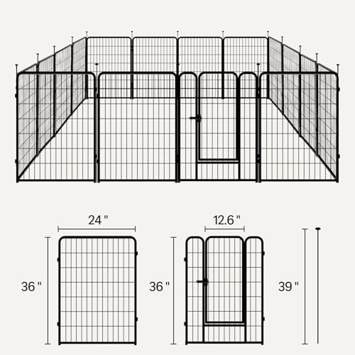 Amazon Basics Dog Playpen, 16 Panels Metal Fence with Door, Foldable for Indoor and Outdoor Use, Suitable for Small to Medium Sized Dogs, 36 Inch Height, Black - style: 16pcs-36"
