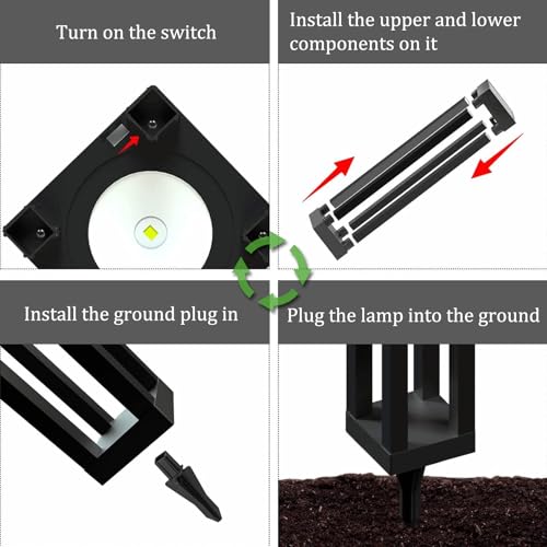 Solar Powered Outdoor Floor Lamp, Stainless Steel Solar Street Lights, Solar Floor Lamp Waterproof Deck Lights for Garden, Yard, Pathway, Porch - size: 19"H - 4Pack
