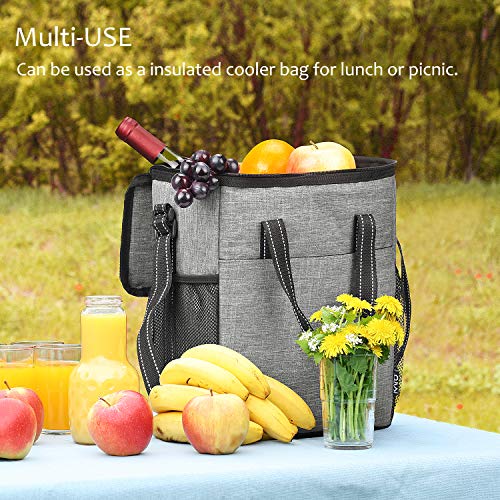 Tirrinia 6 Bottle Wine Gift carrier, Insulated Leakproof Padded Wine Cooler Carrying Tote Bag for Travel, Camping and Picnic, Perfect Wine Lover Gift, Grey - color: Grey