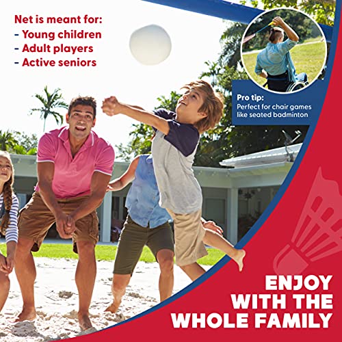 Boulder Portable Badminton Pickleball Net - Foldable/Extendable Poles for Multiple Sports Heights (UP to 5 ft) - Ideal for Tennis, Pickleball, Soccer Tennis - Easy Setup - color: 17ft Blue