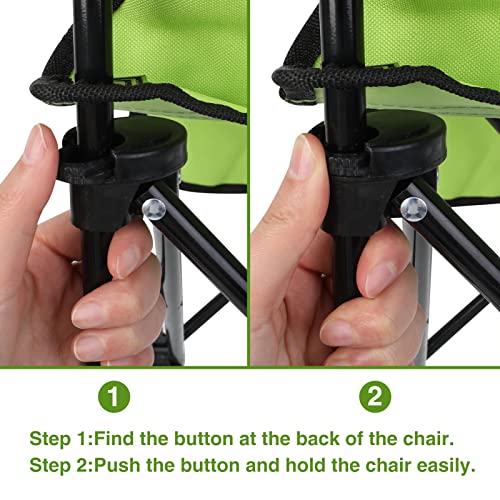 KABOER Kids Outdoor Folding Lawn and Camping Chair with Cup Holder and Carrying Bag, Children's Camping Chairs - color: Green Dinosaur