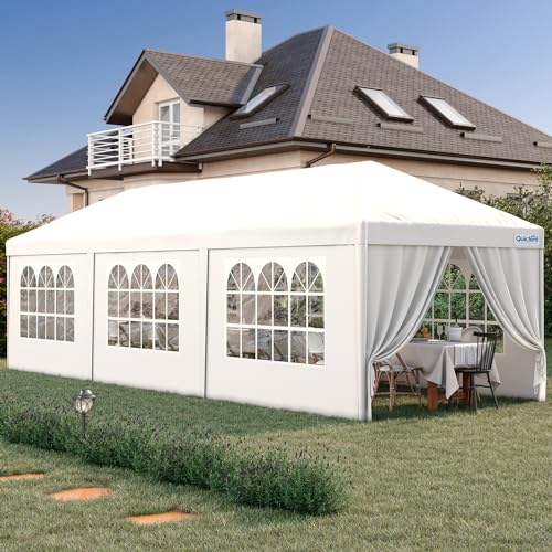 Quictent 10x30 Party Tent Gazebo Wedding Canopy Tent for Parties BBQ Shelter Pavilion with Removable Church Sidewalls & Elegant Church - size: 10'x30'-standard