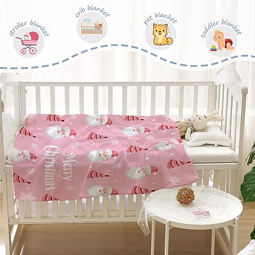 YeeJu Christmas Throw Blanket Baby Small Pink Santa Claus Blanket for Toddler Swaddle Crib Soft Cozy Lightweight Fuzzy Plush Fleece Blankets and Throws Xmas Winter Holiday Blanket 30x40 - color: Chrsitmas-06, size: 30"x40"