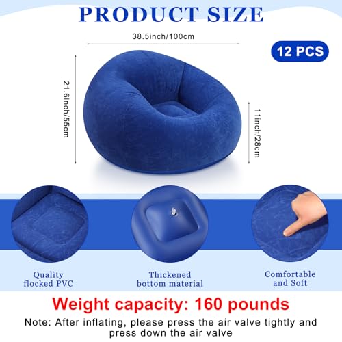 Realspring 6 9 12 Pcs Inflatable Bean Bag Chairs for Adults with Electric Air Pump, Blow up Couch Folding Portable Inflatable Couch Lazy Sofa for Outdoor Movie Night Camping(Dark Blue,12 Pcs) - color: Dark Blue