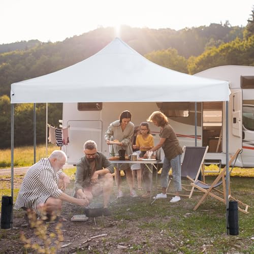 OLIXIS 10x10 Ft Pop Up Canopy Tent, Waterproof Outdoor Canopy, Portable Instant Shade Shelter with Sandbags for Beach, Backyard, Parties, Camping and Commercial Events, Bright White - color: Bright White, size: 10 X 10 Ft