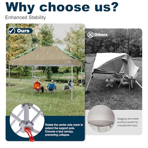 MASTERCANOPY Pop Up Canopy Tent Commercial Grade 10x15 Instant Shelter (Beige) - color: Beige, size: 10x15