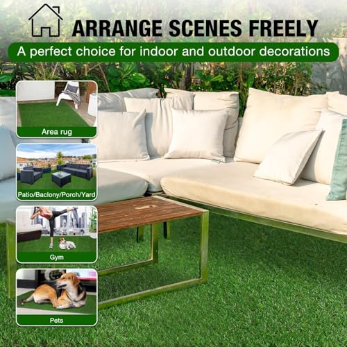 XLX TURF 2FT X 6FT Artificial Turf Runner Rug Indoor Outdoor - Realistic Narrow Fake Grass Carpet Patio Balcony Floor Covering - Pets Friendly & Drainage Dog Grass Pad - size: 2' x 6' (Runner)