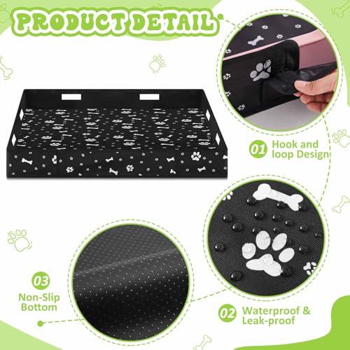 Marsui Dog Playpen Bottom Pad Fits for 36 Inch 4 Panels Pet Exercise Mat Puppy Crate Pad Reusable Washable Pet Training Pee Mat Hoop and Loop Design, Playpen Not Included - color: Black, style: Dog Paw Bone Print