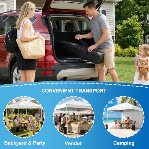 SANWAY 10x10 Pop Up Canopy Tent, One Push Setup, Heavy Duty Portable for Beach Camping Parties with Vents - Snow White - color: Snow White
