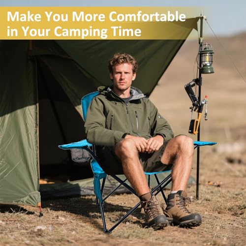 Camping Chair 2 Pack Portable Folding Chair, Supports 300lbs, Lightweight Stable Outdoor Chair for Camping Hiking Fishing Beach Travel Picnic, Compact Collapsible Camping Seat, Bright Blue - color: Bright Blue