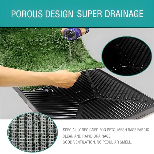 Dog Urinal containing 2 Replaceable lawns, Dog Potty Grass .Portable pet bedpans that can be Washed， Suitable for Almost All Types of Dogs. Length: 25 inches. Width 20 inches. Height: 3 inches