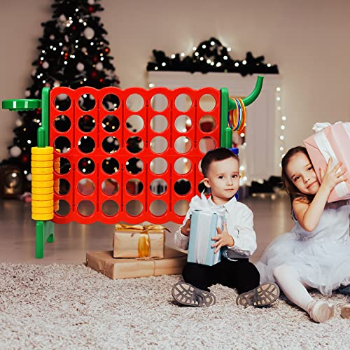 AKUSTIK Giant Connect Game Outdoor, 4 in a Row Jumbo 4 to Score for Kids Adults Family Party Yard Lawn, Large Connect Game with Quick Release Slider 42 Jumbo Rings (Green) - color: Green
