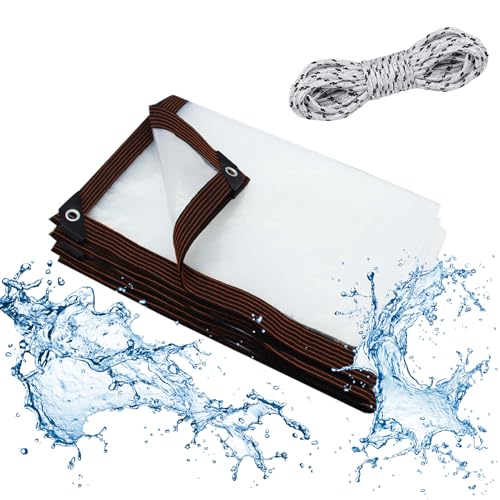 Clear Tarp, 5 X 6.6 FT Heavy Duty Transparent Tarps Cover, Clear Waterproof Tarp for Outdoor Garden, Chicken Coop, Porch, Tent, Camping Plant Protection - size: 5 X 6.6 FT