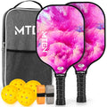 Pickleball Paddles Set of 2 or 4, or Single Paddle – USAPA Approved Fiberglass Surface Pickleball Rackets Set for Men & Women - color: Pink*2