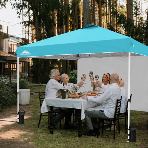 EAGLE PEAK Commercial Canopy 12x12 Pop Up Canopy Tent with 1 Sidewall, Easy Setup Heavy Duty Instant Event Shelter for Vendors & Markets, Outdoor Sun Shade, Light Blue - color: Light Blue, size: 12x12