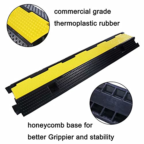 Rubber Cable Ramp Cord Cover Cable Protector Ramps Wire Hose Protective 1 Channel 22000Lbs Load Capacity Traffic Speed Bump for Asphalt Concrete Gravel Driveway Indoor Outdoor, 3 Pack - color: 1 channel-3 pack