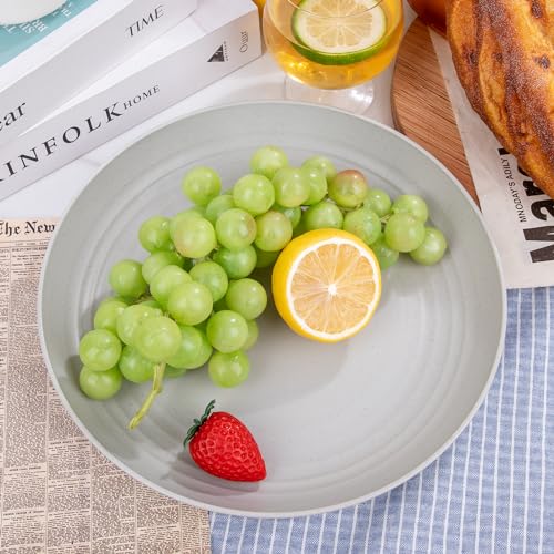 Supernal 16pcs Grey Wheat Straw Plates - Hard Plastic, Unbreakable Dinner Plates, Dishwasher & Microwave Safe for Camping, Picnic - color: Gray