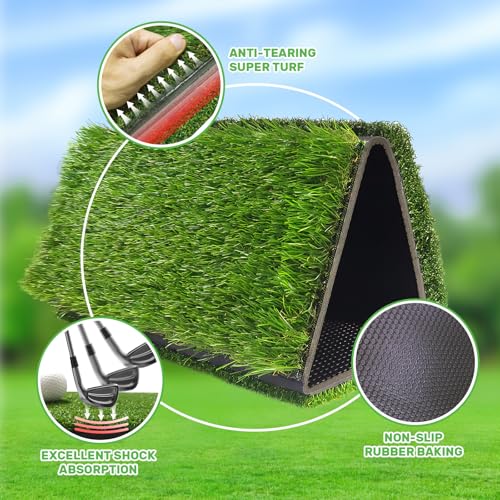 COSPORTIC Golf Hitting Mat, Golf Training Mat for Swing Path Feedback Detection Batting,Extra Replaceable Golf Practice Mat, Golf Gifts for Men Women for Home Indoor Outdoor - color: Tri-Turf mat