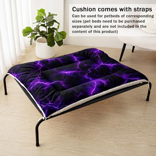 Nttopship Dog Cat Bed Mat Ultra Soft Fluffy Pet Bed Washable Fashion Dog Crate Beds Comfy Comfy Pet Sleeping Pad Suitable for Pet Raised Bed(30"x26",Purple Lightning) - color: Purple lightning, size: Medium