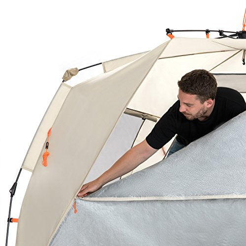 Easthills Outdoors Instant Shader Deluxe XL Beach Tent Easy Up 99" Wide for 4-6 Person Sun Shelter - Extended Zippered Porch Included Beige - color: Instant Shader Deluxe - Beige