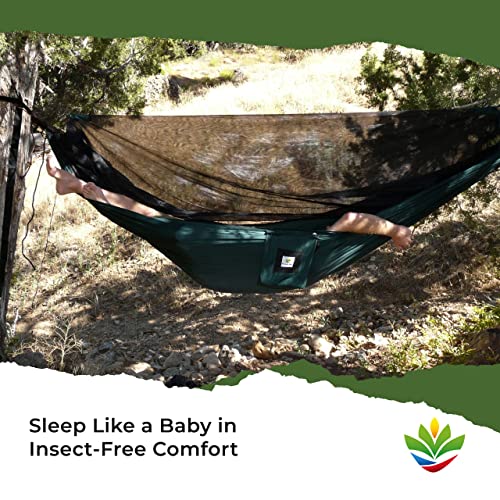 Hammock with Mosquito Net - Fully Reversible Bug Free Hammock Tent, Extra Large Sleeping Space, Bug Proof Netting & Suspension - Change The Way You Camp with Hammock Bliss Quality - No-See-Um No More