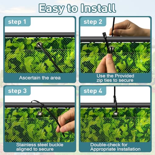 Shade&Beyond Customized 4FT X 25FT Privacy Fence Screen 450 GSM PVC Printed Privacy Fence with Zip Ties for Courtyards, Pools, Balconies-Green Leaves - color: Greenleaf Printing, size: 0 4' x 2 5'