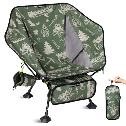 ATEPA UFO3.0 Ultralight Backpacking Chair, 330 lbs Heavy-Duty Aerospace Aluminum Folding Camp Chair with Hexagon Ergonomic Seat Anti-Sink Feet, Compact Portable Outdoor Gear for Hiking, Forestcamp - color: Forest Camp Pro- 1 Pack