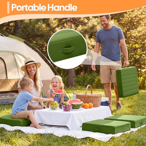 MeMoreCool Square Floor Pillow Seating for Adults Kids, Large Meditation Cushion Floor Pillow with Thick Foam & Soft Tufted Cover, Washable Big Pillow Seat Floor Cushion for Sitting Yoga 22" Green - color: Forest Green, size: 22 Inch